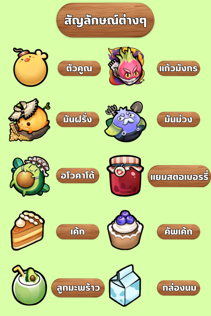 สัญลักษณ์ต่างๆ Veggies Bonanza