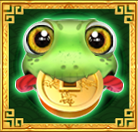 สัญลักษณ์ กบเขียวคาบเหรียญทอง ในเกม Centillion Gods